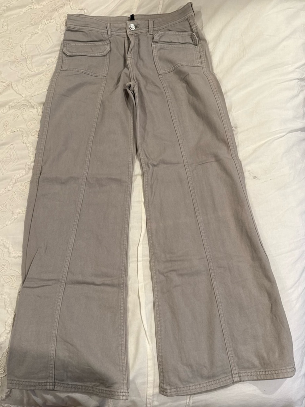 H&M Women's Boot Cut Pants in Light Gray